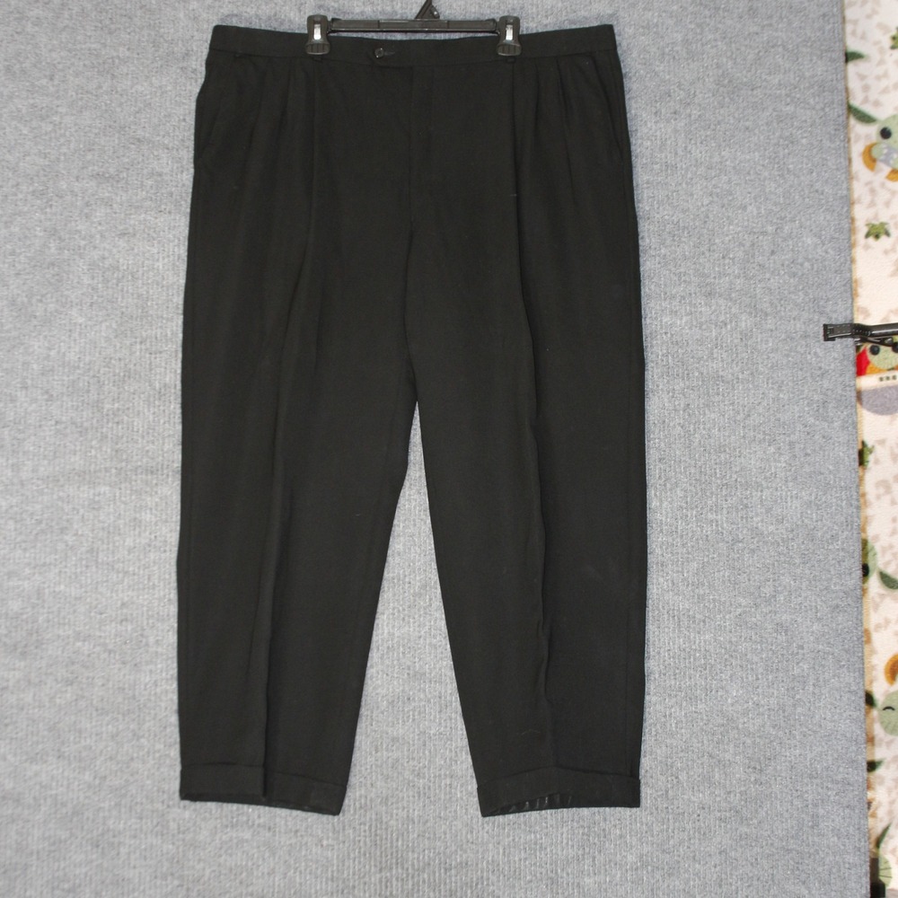 Vintage Monsieur by‎ Givenchy Dress Pants Mens 44R Black Pleated Cuffed Luxury